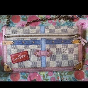 Louis Vuitton Pink and Blue Checkered Clutch